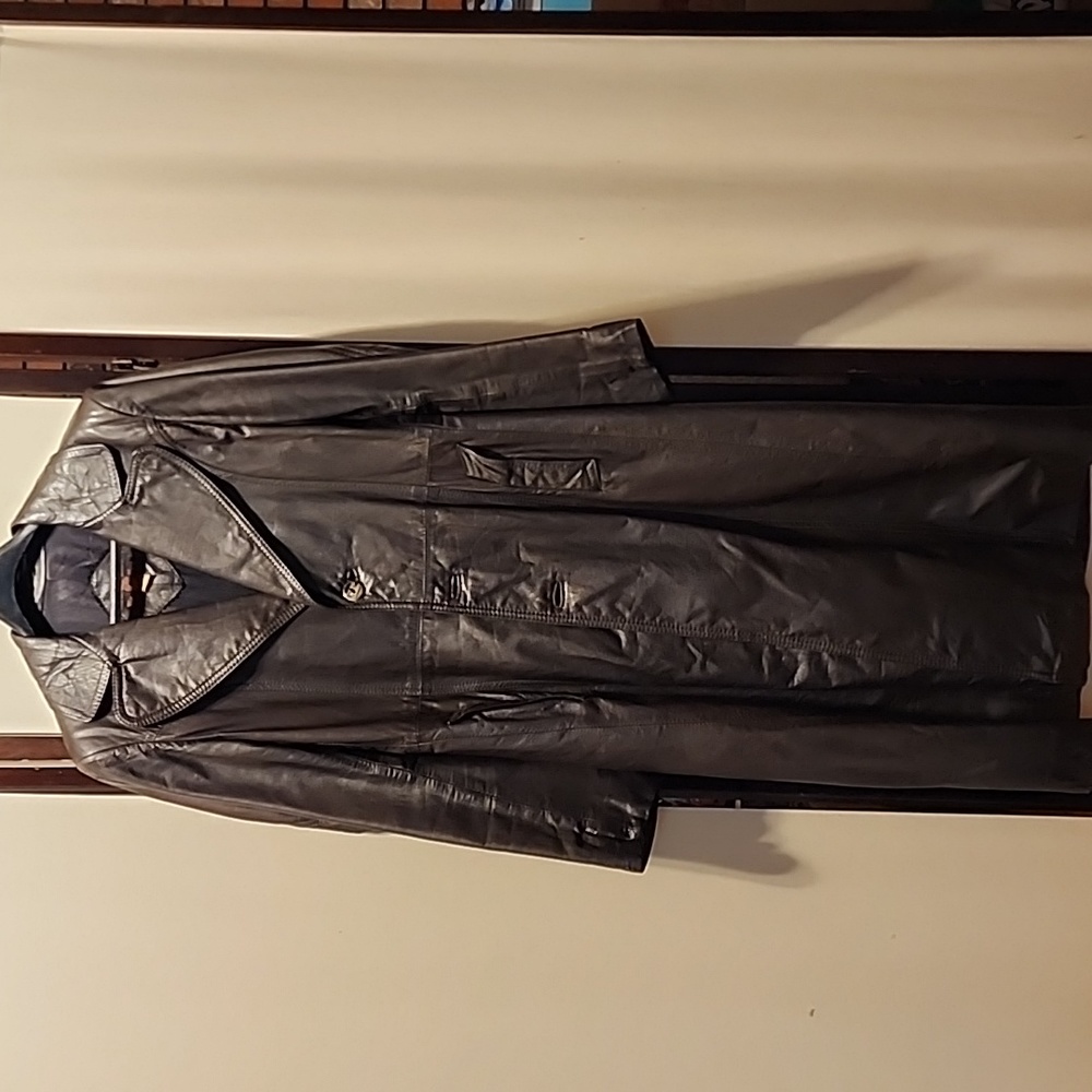 Long Leather Ladies Jacket Chocolate Brown